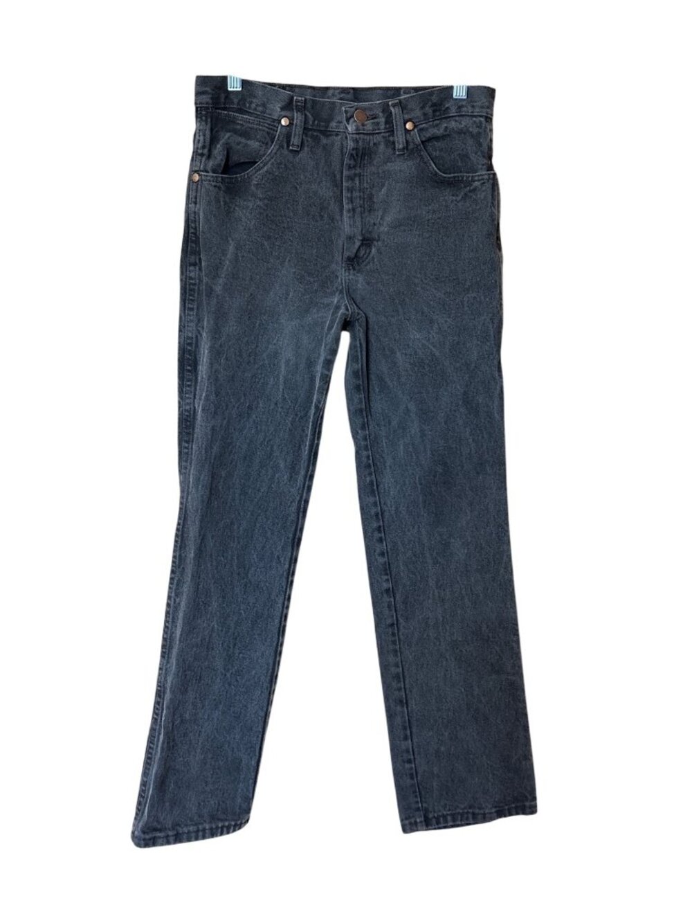 Wrangler Mens Black Denim Jeans 29x30 Straight-Leg 100% Cotton Made In Mexico